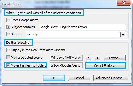 Đặt điều kiện cho email 