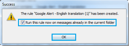 Hộp thoại thông báo cài đặt thành công