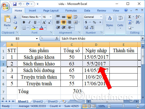 Bôi đen hàng Excel
