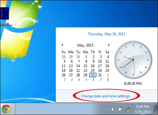 Thay đổi thời gian trên Windows 7