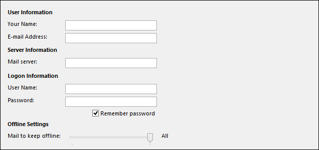 Điền thông tin tài khoản để sử dụng trong Outlook