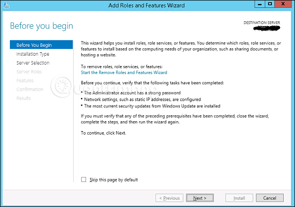 Trình cài role trên Windows Server 2012