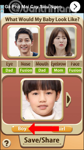 Xem khuôn mặt con trai