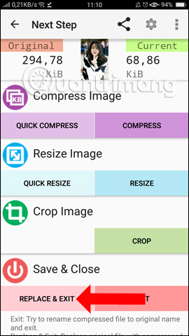 Thay ảnh nén vào ảnh cũ 