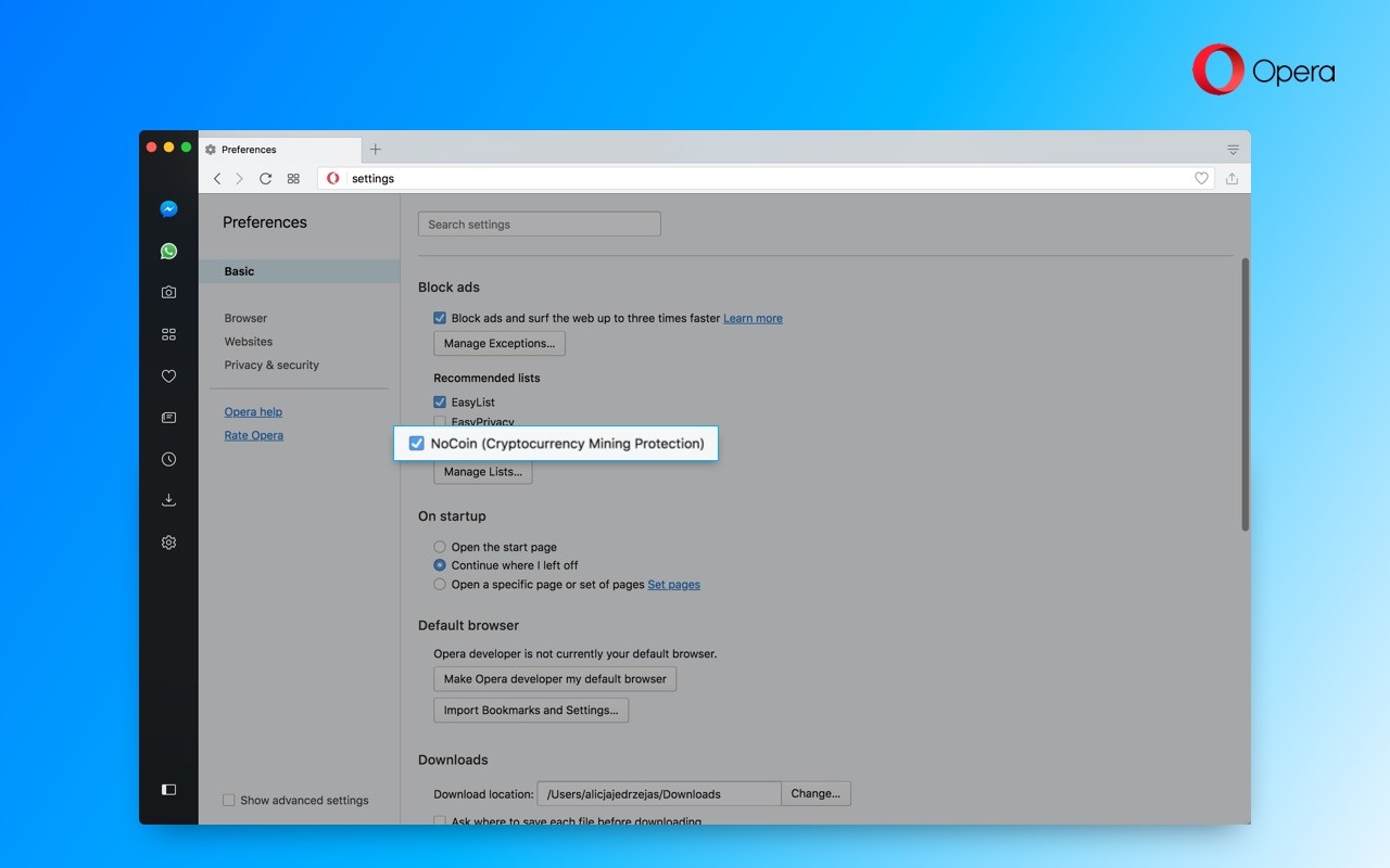 Tính năng chống đào tiền mã hoá gọi là NoCoin