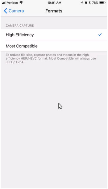 Kích hoạt định dạng ảnh HEIF