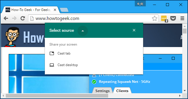 Chọn chiếu tab hiện tại hoặc màn hình máy tính