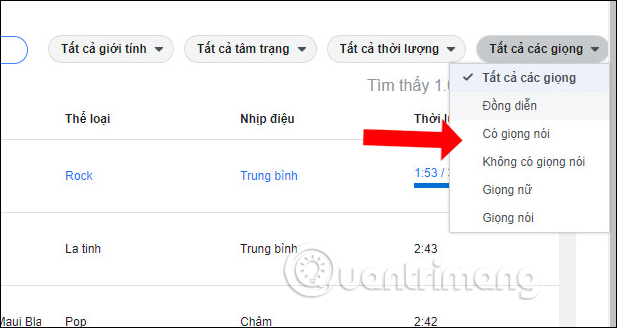 Tìm bài hát theo giọng