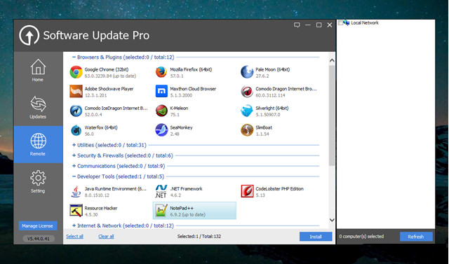 Tab Remote: kết nối và cài đặt phần mềm cho các máy tính client trong cùng một mạng nội bộ