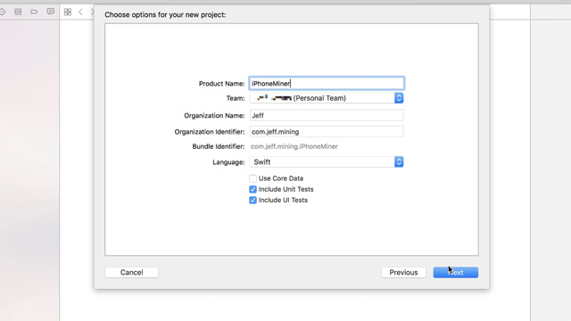 Tạo dự án Xcode mới 