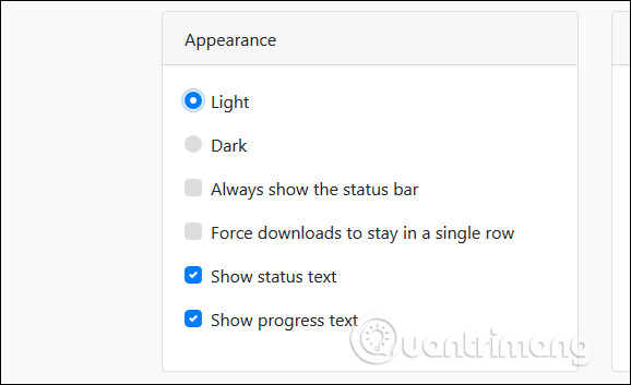 Thay đổi hiển thị thanh tiện ích