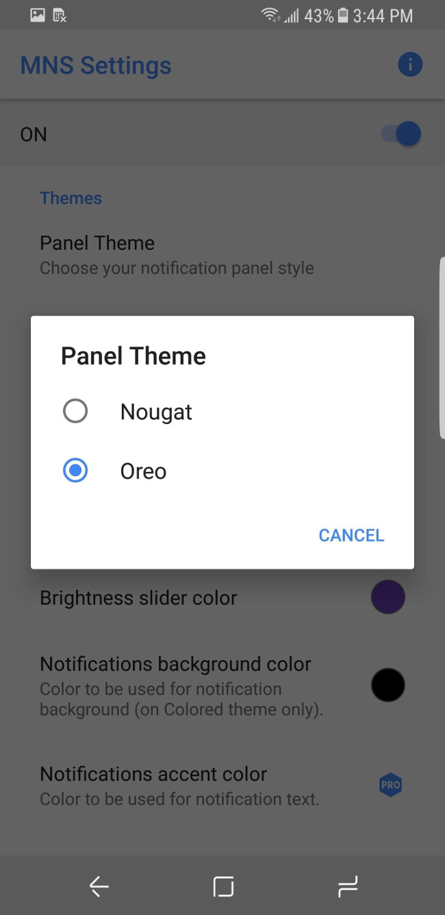 Chọn Panel Theme và chọn Oreo