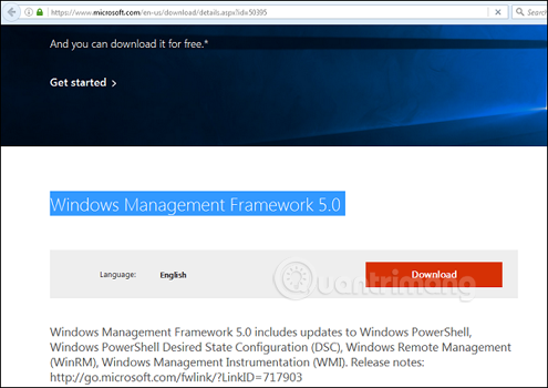 Tải Windows Management Framework