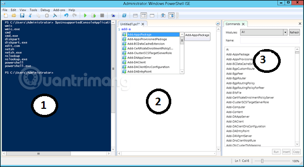 Giao diện PowerShell ISE