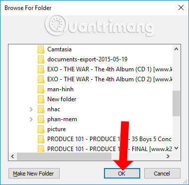 Select a folder to save the backup 