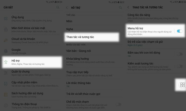 Dùng phím home ảo.