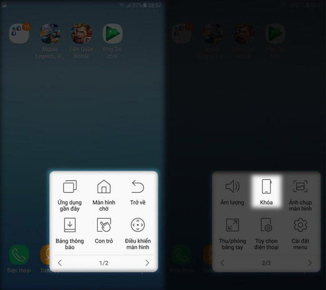 Dùng phím home ảo.