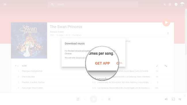 Nếu chưa cài đặt, bạn sẽ được yêu cầu tải Google Play Music dành cho Chrome.