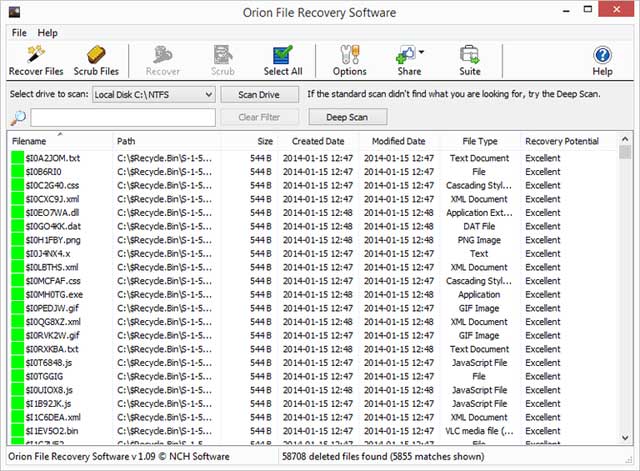Phần mềm khôi phục dữ liệu Orion File Recovery Sofware