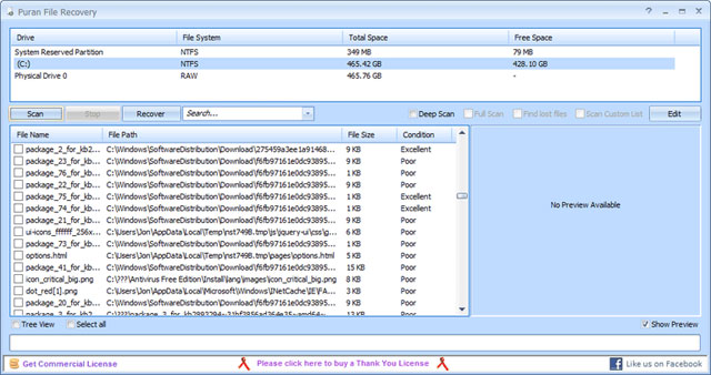 Phần mềm khôi phục dữ liệu Puran File Recovery