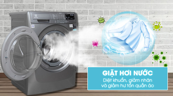 Dùng máy giặt lồng ngang có tính năng hơi nước