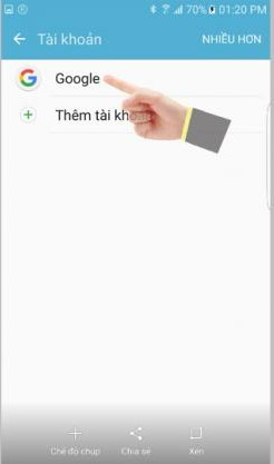 Thêm tài khoản cho Goole 