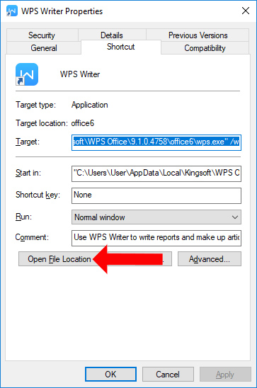 Tìm thư mục wpscenter