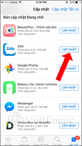 Cập nhật Zalo