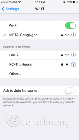 Thay đổi kết nối WiFi