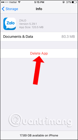 Xóa cache ứng dụng Zalo
