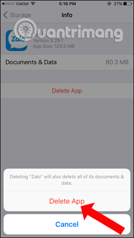 Tiến hành xóa cache Zalo
