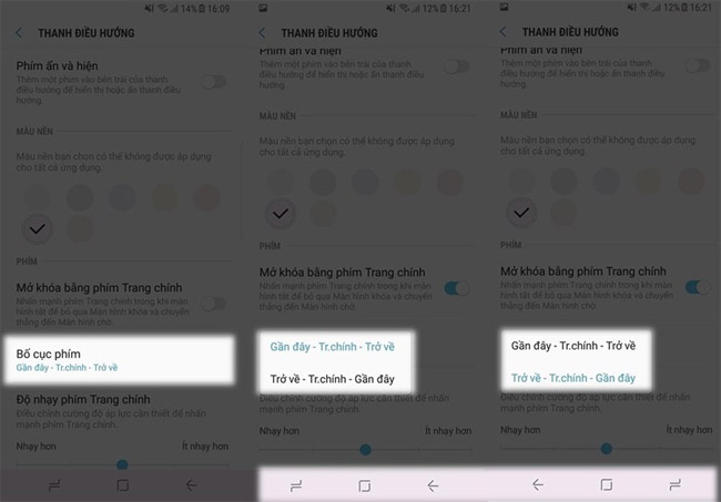 Thay đổi vị trí các phím điều hướng.