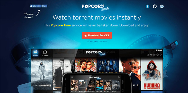 Trang web Popcorn Time
