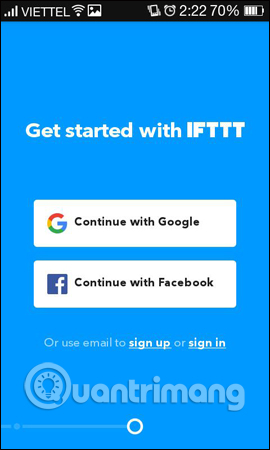 Đăng nhập tài khoản IFTTT đã tạo