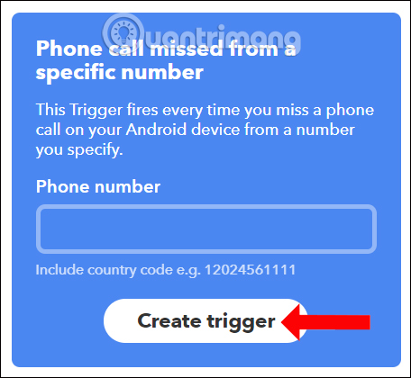 Nhập số điện thoại báo gọi lỡ 