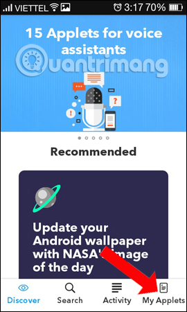 Kiểm tra tác vụ đã tạo trên IFTTT