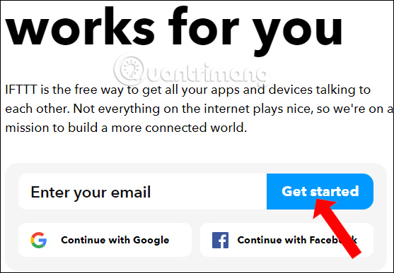 Tạo tài khoản trên trang chủ IFTTT