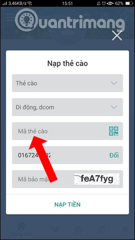 Chụp ảnh mã thẻ cào 
