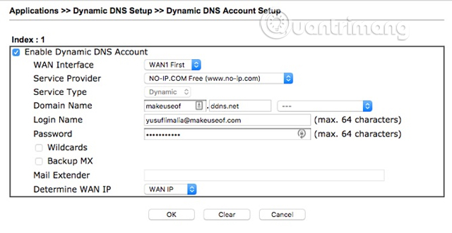 Thiết lập tài khoản DNS động