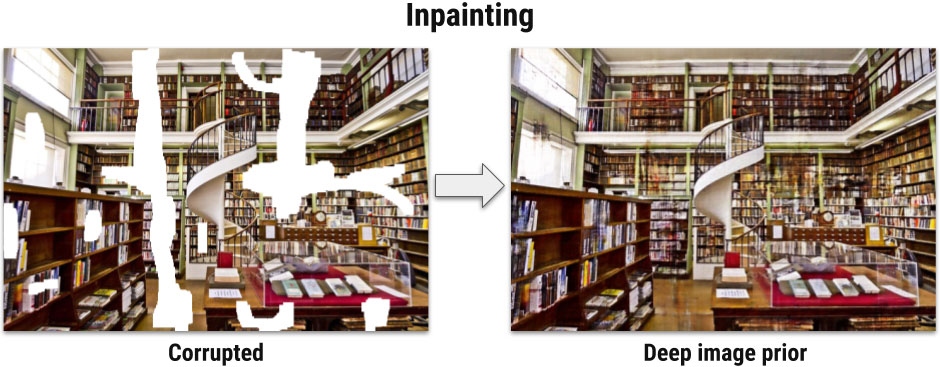 Deep Image Prior khôi phục các vùng ảnh bị xóa