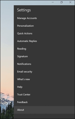 Click vào phần About của Mail
