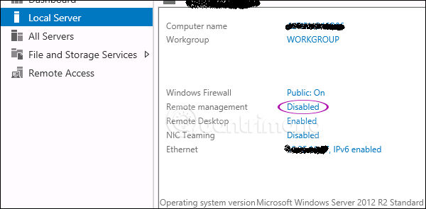 Bật Remote Management từ Local Server