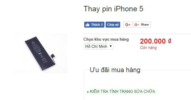 Thay pin của bên thứ ba từ các cửa hàng sửa chữa