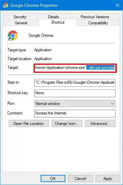 Cách bật cô lập Chrome sử dụng dòng lệnh