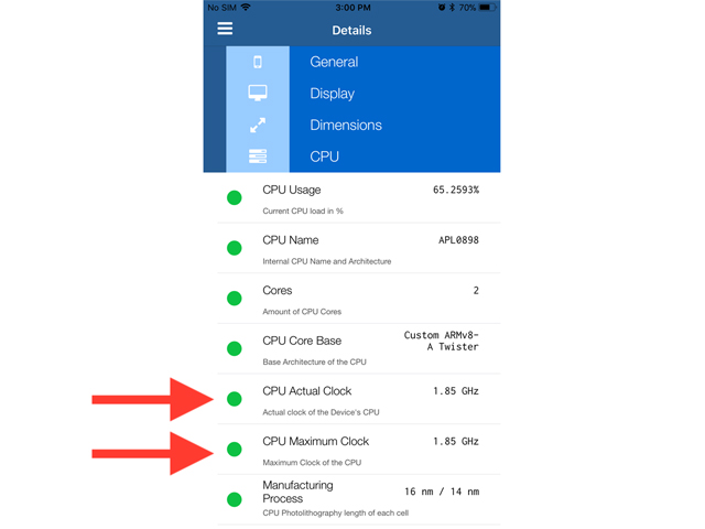 Kiểm tra các thông số iPhone