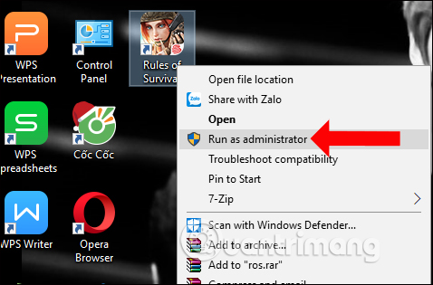 Chạy Rules Of Survival quyền Admin