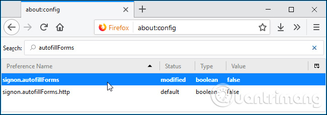 Tắt tính năng autofill trong Firefox