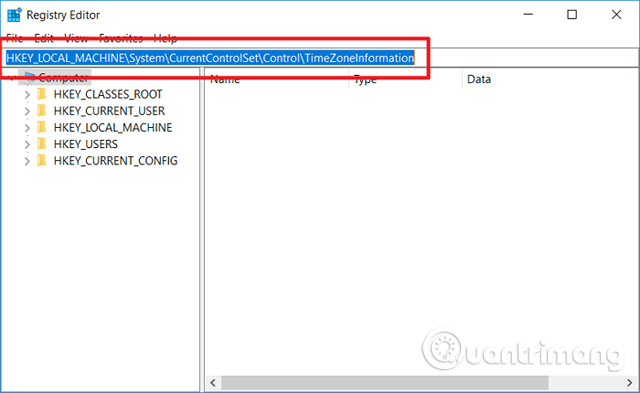 Tìm key đăng ký trong ngăn bên trái của Registry Editor