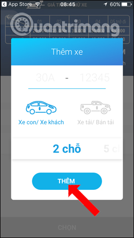 Nhập thông tin xe