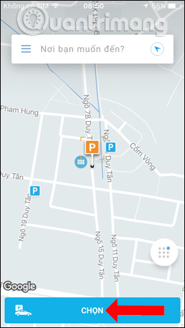 Chọn điểm đỗ xe